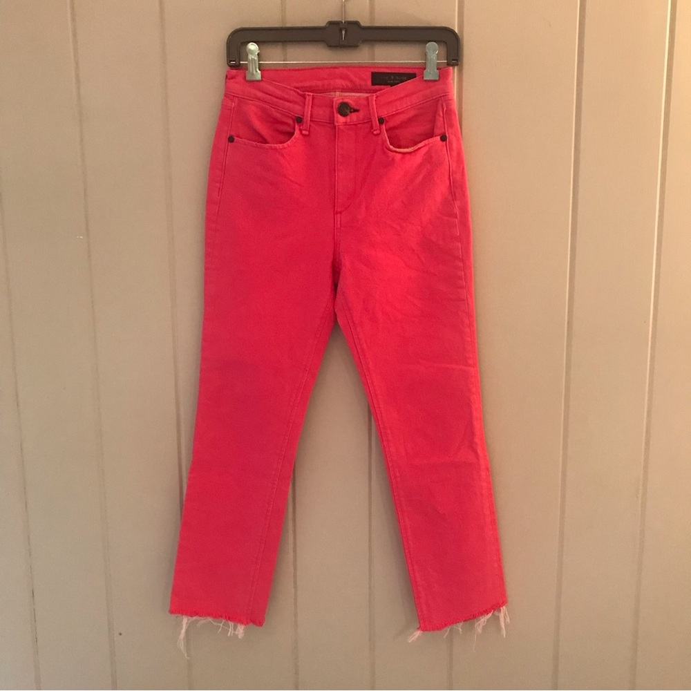 Rag & Bone High Waist Crop Frayed Hem Pink Jeans